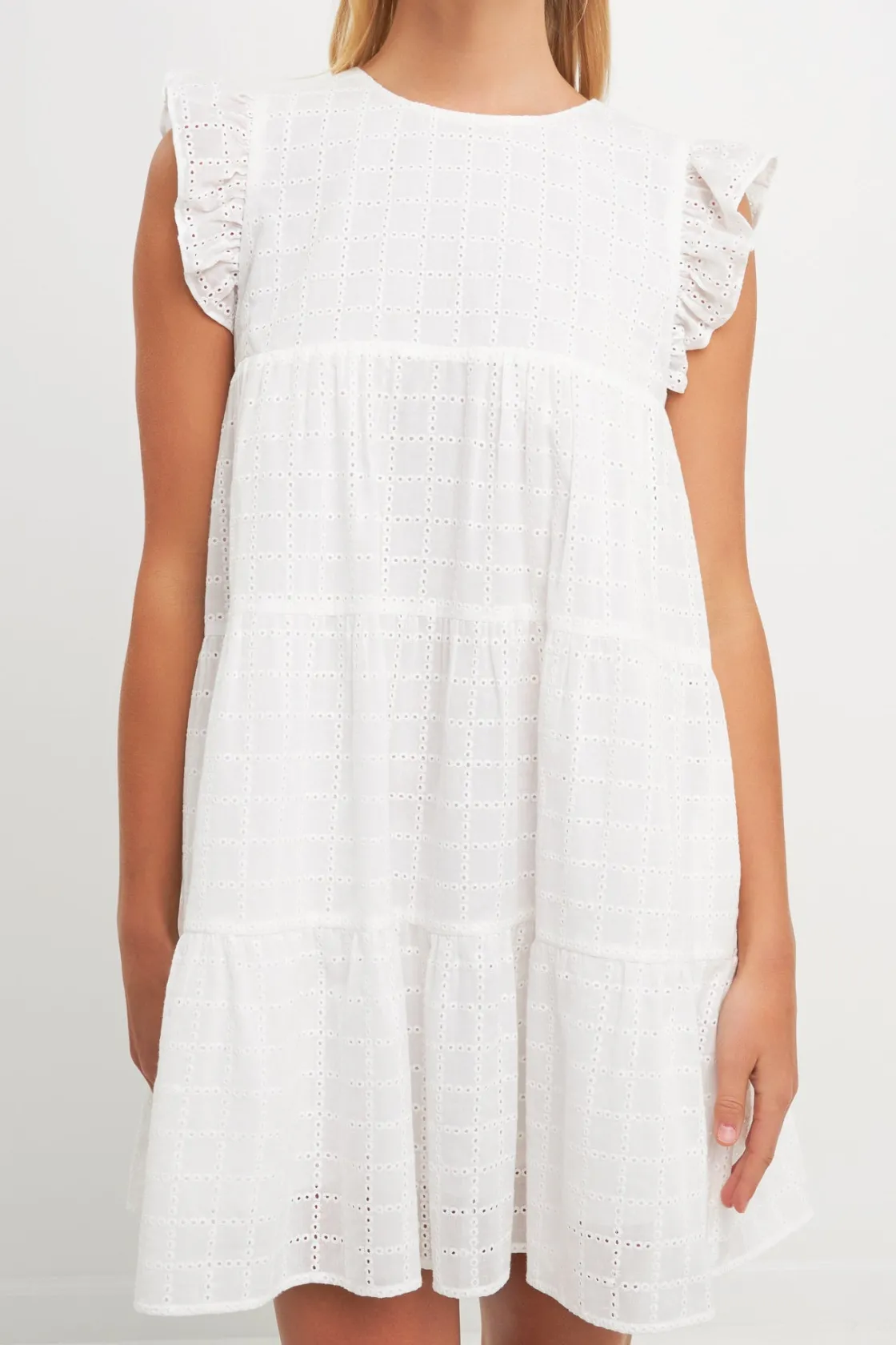 free_the_roses___eyelet_b_0.webp FREE THE ROSES Tops*- Eyelet Babydoll Mini Dress WHITE