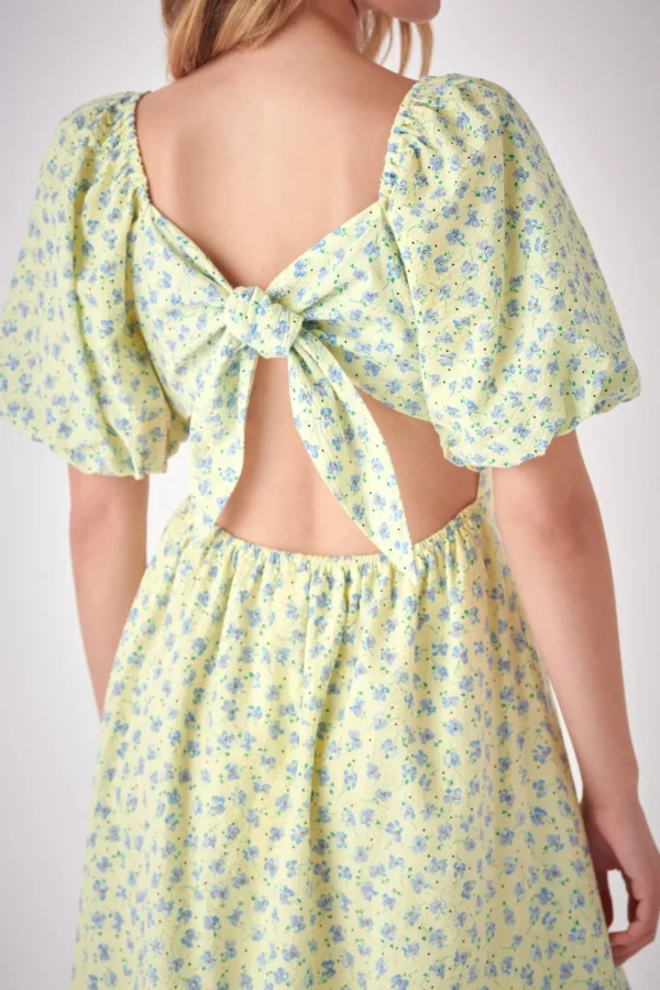 FREE THE ROSES Tops*- Floral Back Tied Maxi Dress YELLOWMULTI