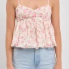 FREE THE ROSES Tops*- Floral Baby Doll Top PINK