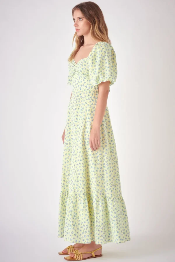 FREE THE ROSES Tops*- Floral Back Tied Maxi Dress YELLOWMULTI