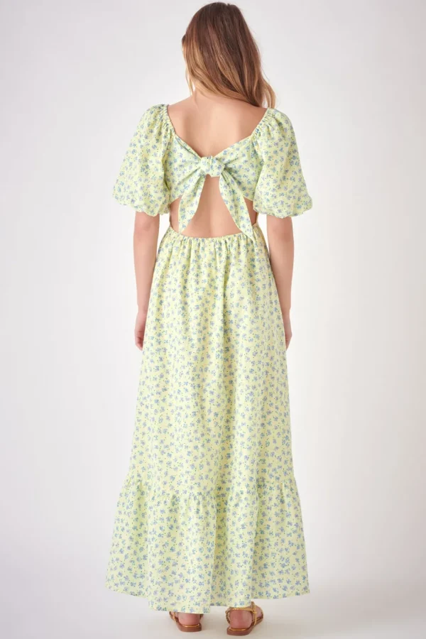 FREE THE ROSES Tops*- Floral Back Tied Maxi Dress YELLOWMULTI