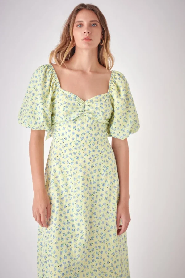 FREE THE ROSES Tops*- Floral Back Tied Maxi Dress YELLOWMULTI