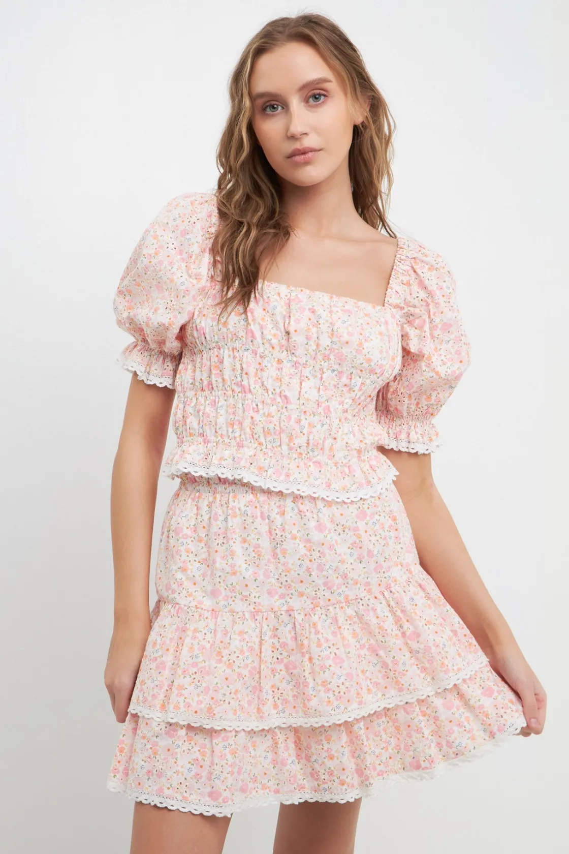 free_the_roses___floral_e_3-1.webp FREE THE ROSES Tops*- Floral Eyelet Smocked Cropped Top PINKMULTI