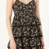 FREE THE ROSES Tops*- Floral Printed Tiered Mini Dress BLACK