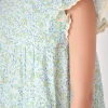FREE THE ROSES Tops*- Floral print with Embroidery Babydoll Dress BLUEMULTI