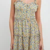 FREE THE ROSES Tops*- Floral Ruffle Detail Mini Dress ORANGEMULTI