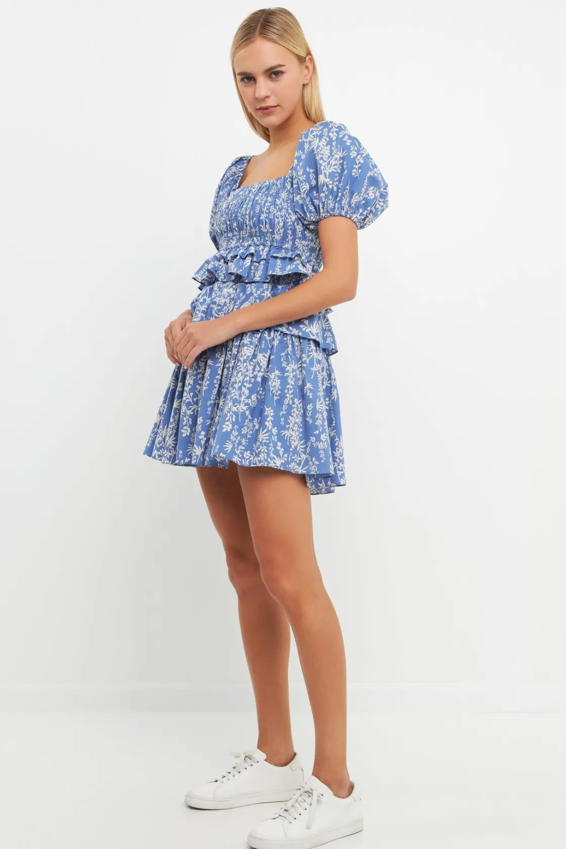 free_the_roses___floral_s_1-1.webp FREE THE ROSES Tops*- Floral Smocked Tiered Mini Dress BLUE