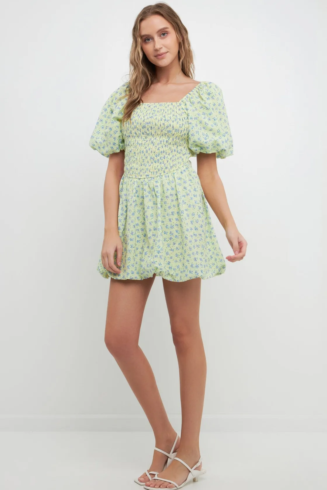 free_the_roses___floral_s_1.webp FREE THE ROSES Tops*- Floral Smocked Mini Balloon Dress YELLOWMULTI