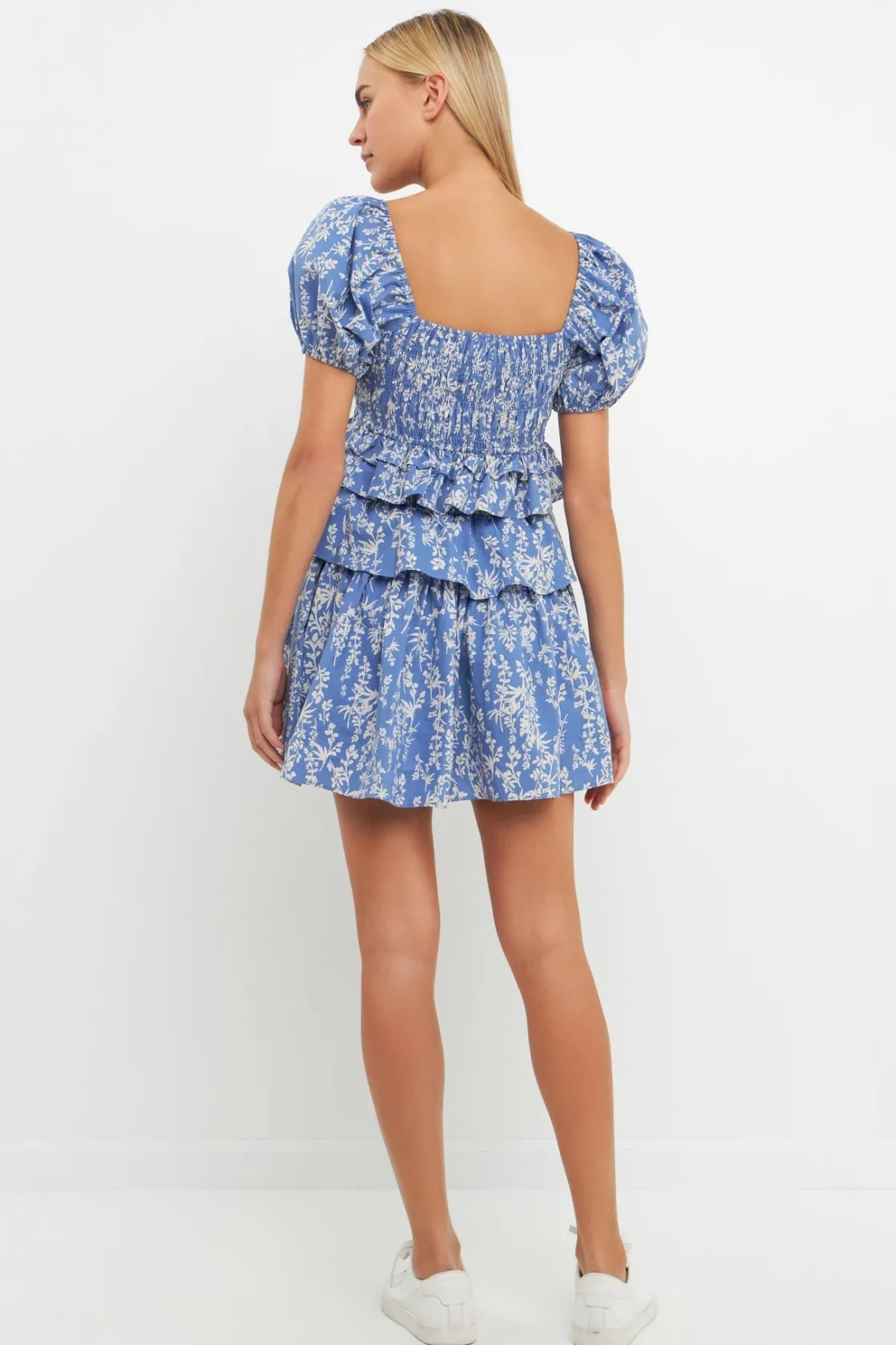 free_the_roses___floral_s_2-1.webp FREE THE ROSES Tops*- Floral Smocked Tiered Mini Dress BLUE
