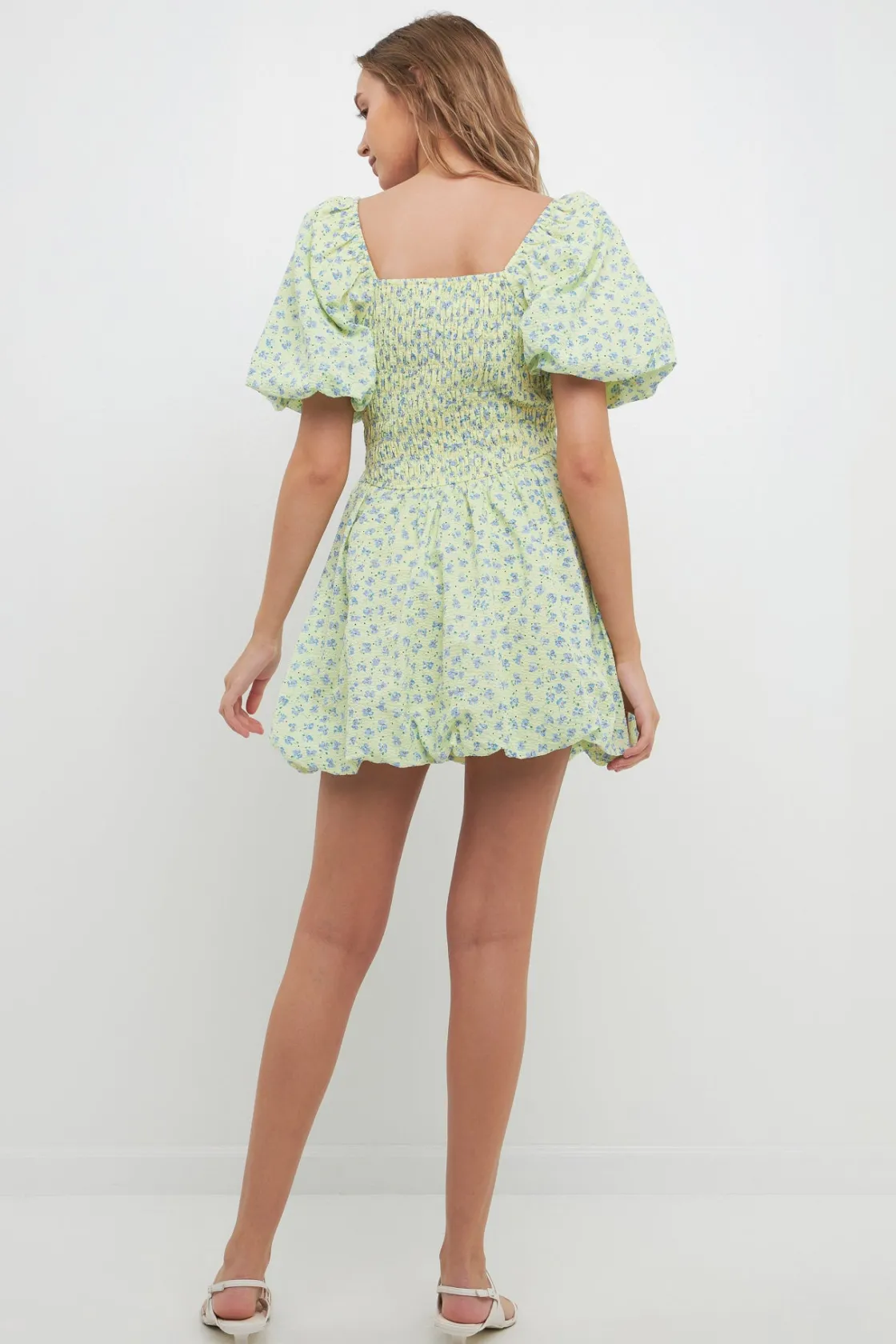 free_the_roses___floral_s_2.webp FREE THE ROSES Tops*- Floral Smocked Mini Balloon Dress YELLOWMULTI