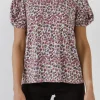FREE THE ROSES Tops*- Floral Twist Sleeve Detail Knit Top PINKMULTI