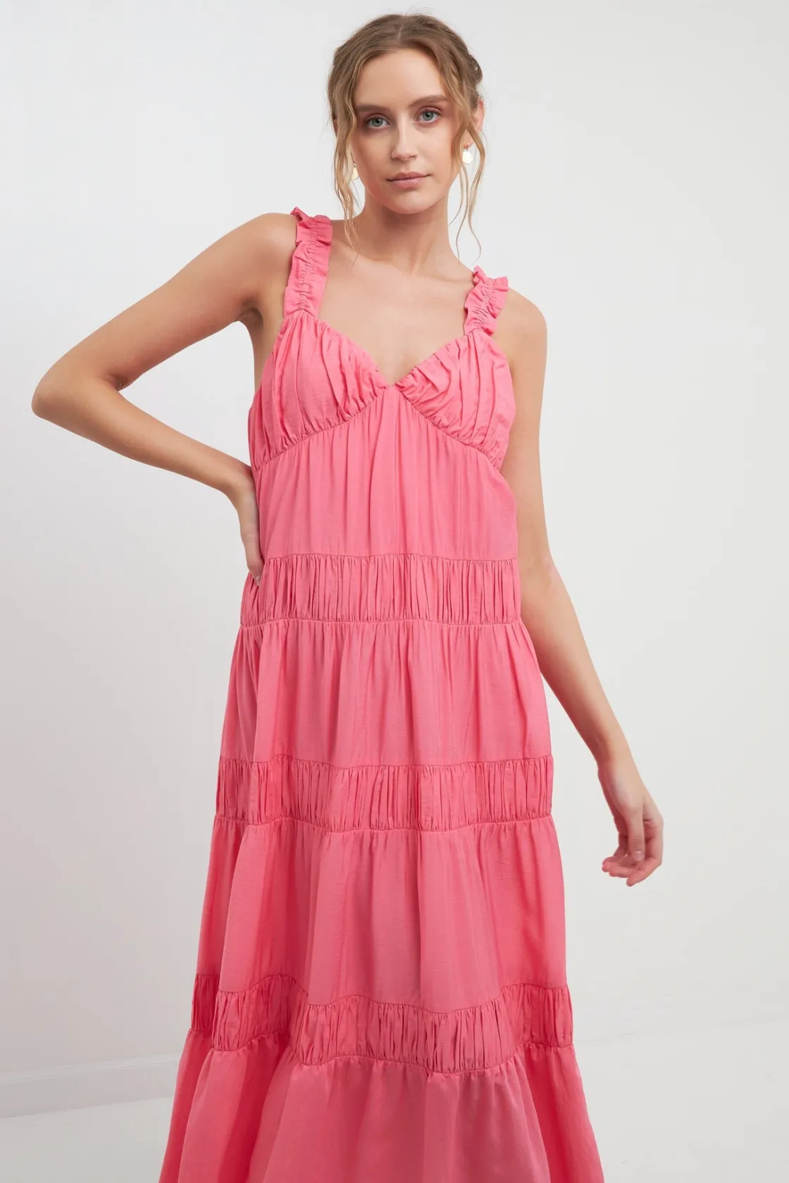 free_the_roses___ruched_l_3.webp FREE THE ROSES Tops*- Ruched Layered Sweetheart Maxi Dress PINK