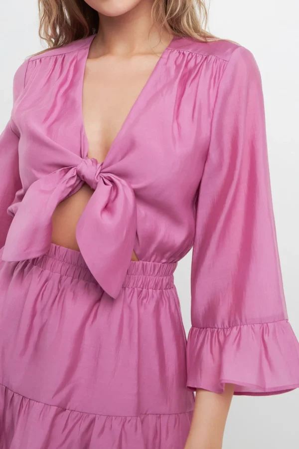 FREE THE ROSES Tops | One Pieces*- Ruffle and Front Tie Detail Romper LILAC