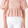 FREE THE ROSES Tops*- Scalloped Detail Top PINKMULTI