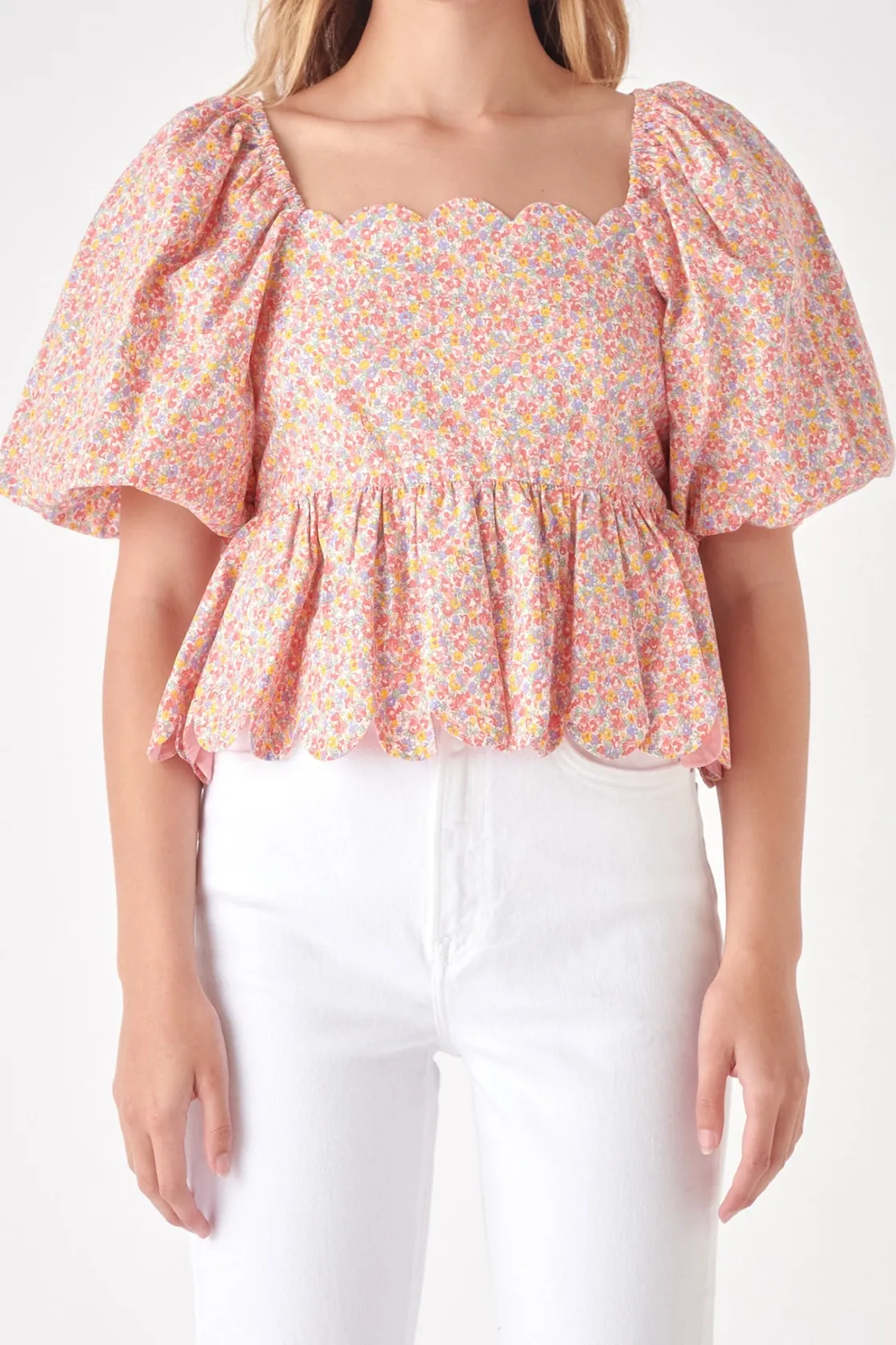 free_the_roses___scallope_0.webp FREE THE ROSES Tops*- Scalloped Detail Top PINKMULTI