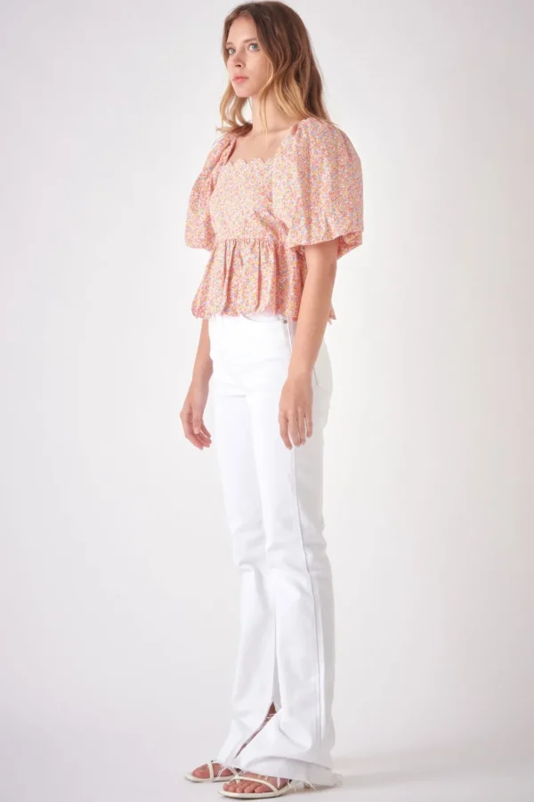 FREE THE ROSES Tops*- Scalloped Detail Top PINKMULTI