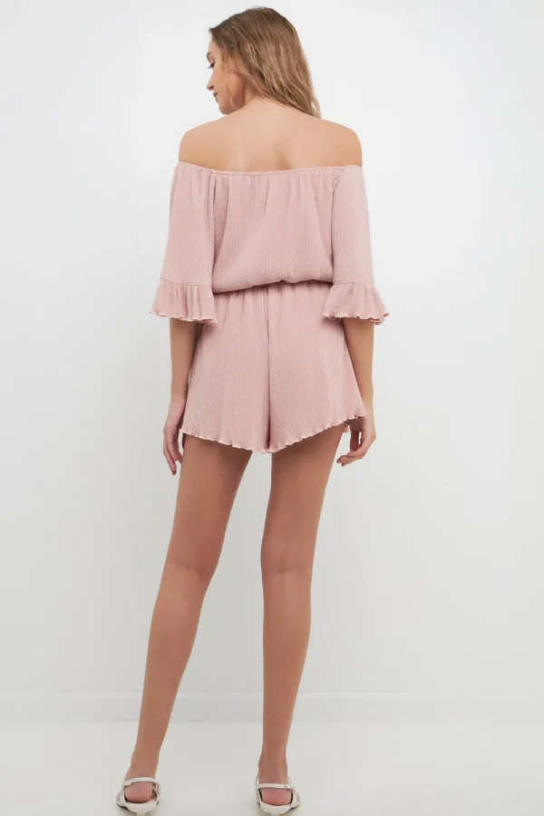 FREE THE ROSES Tops*- Texture Knit Romper DUSTYPINK