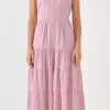 FREE THE ROSES Tops | One Pieces*- Tiered Jumpsuit with Bow Tie Shoulders PINK