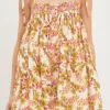 FREE THE ROSES Tops*- Bow Tie Floral Flouced Romper YELLOW