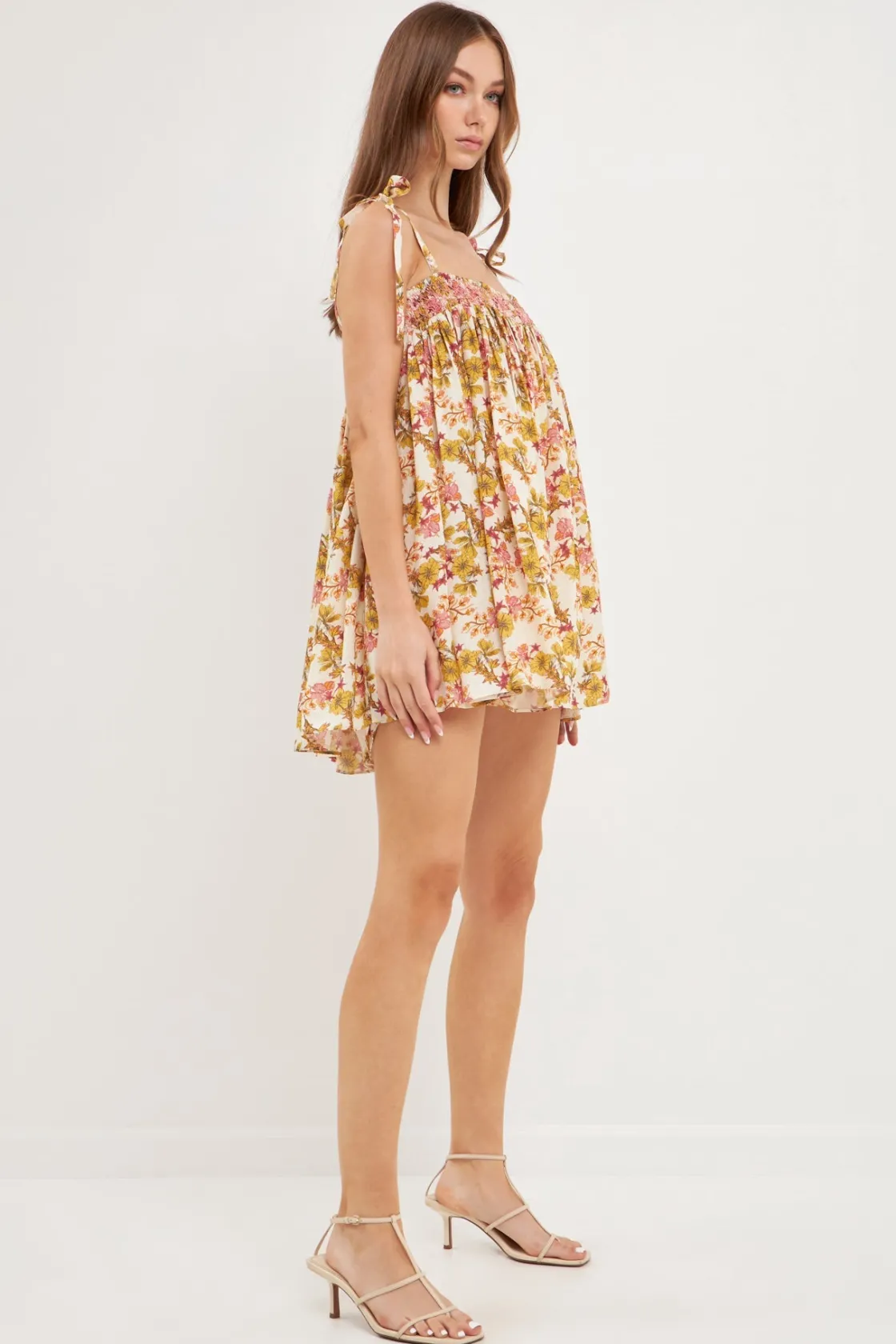 free_the_roses__bow_tie_f_1.webp FREE THE ROSES Tops*- Bow Tie Floral Flouced Romper YELLOW