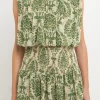 FREE THE ROSES Tops*- Chiffon Baroque Print Mini Dress GREEN