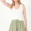 FREE THE ROSES Tops*- Henley Lace Trim Neck Top WHITE