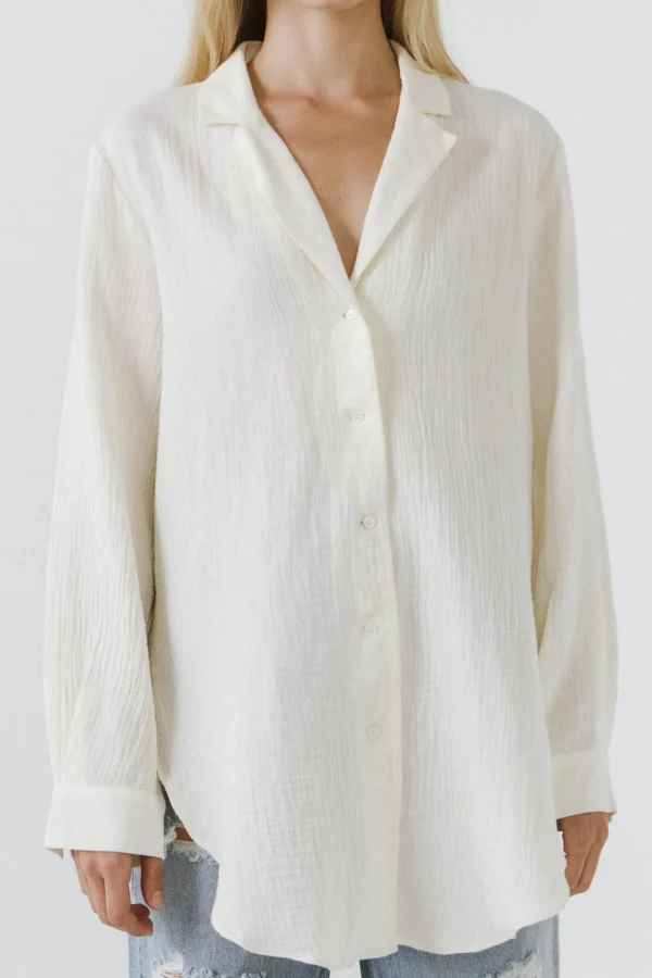 FREE THE ROSES Tops | Shirts & Blouses*- Oversized Shirt LIGHTYELLOW