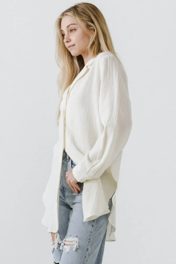 FREE THE ROSES Tops | Shirts & Blouses*- Oversized Shirt LIGHTYELLOW