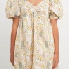 FREE THE ROSES Tops*- Printed Babydoll Mini Dress MULTI