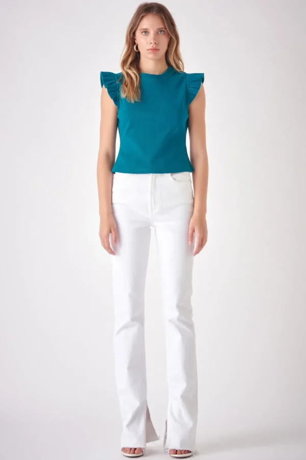 FREE THE ROSES Tops*- Ruffle Detail Knit Top