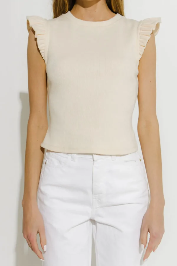 FREE THE ROSES Tops*- Ruffle Detail Knit Top