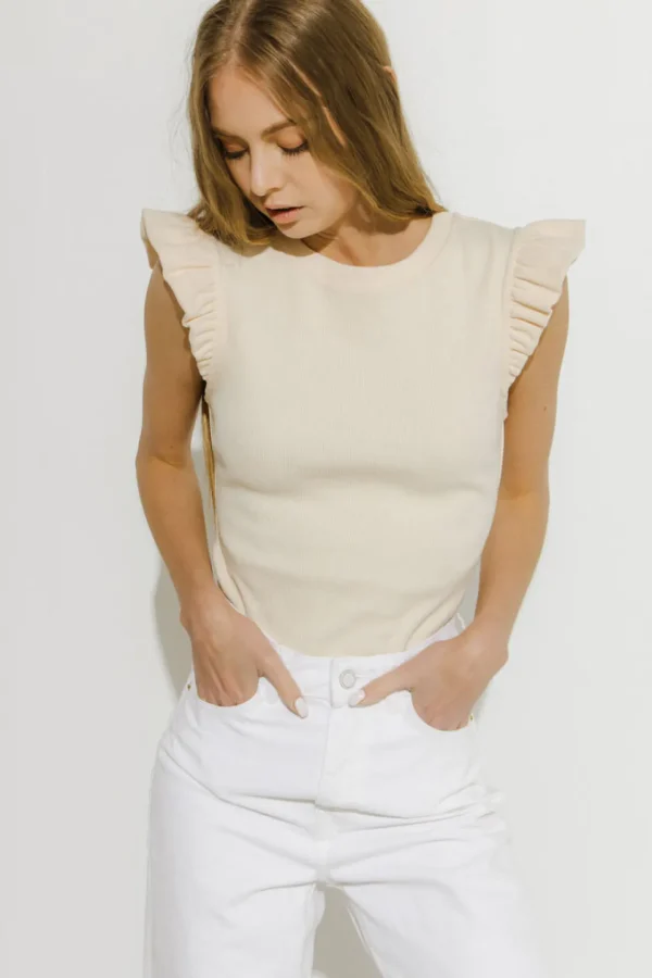 FREE THE ROSES Tops*- Ruffle Detail Knit Top