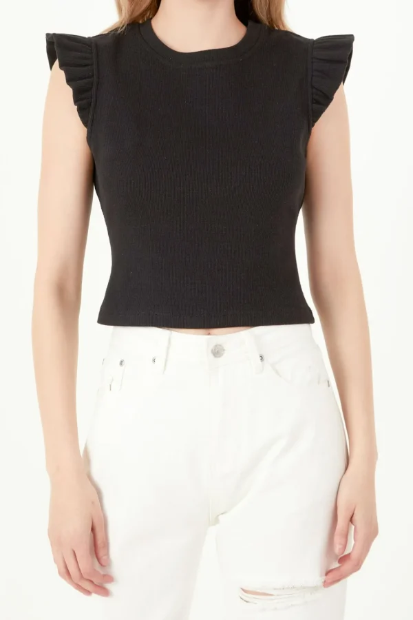 FREE THE ROSES Tops*- Ruffle Detail Knit Top