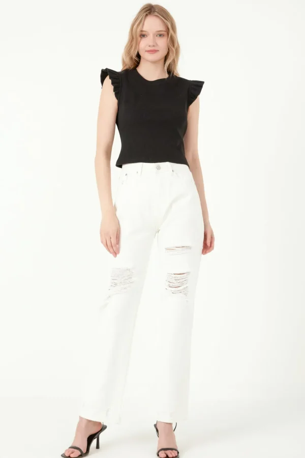 FREE THE ROSES Tops*- Ruffle Detail Knit Top