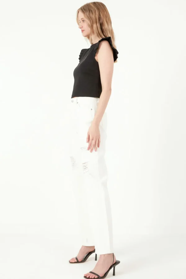 FREE THE ROSES Tops*- Ruffle Detail Knit Top