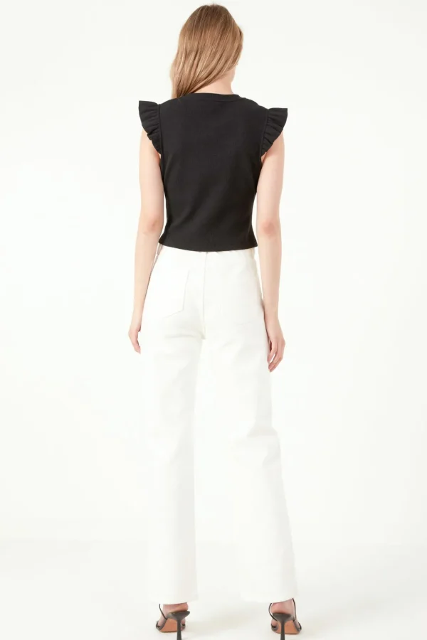 FREE THE ROSES Tops*- Ruffle Detail Knit Top