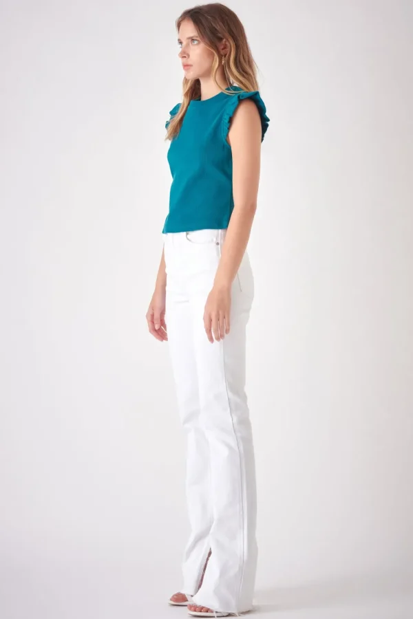 FREE THE ROSES Tops*- Ruffle Detail Knit Top