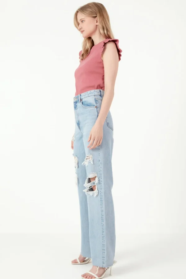 FREE THE ROSES Tops*- Ruffle Detail Knit Top
