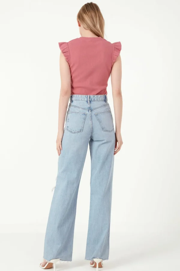 FREE THE ROSES Tops*- Ruffle Detail Knit Top