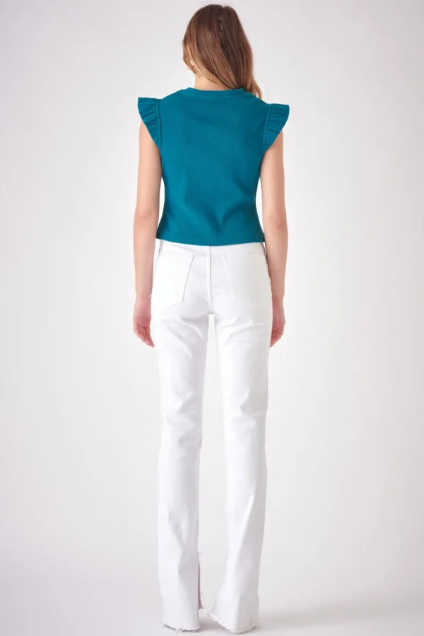 FREE THE ROSES Tops*- Ruffle Detail Knit Top