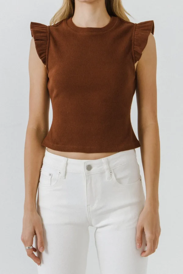 FREE THE ROSES Tops*- Ruffle Detail Knit Top
