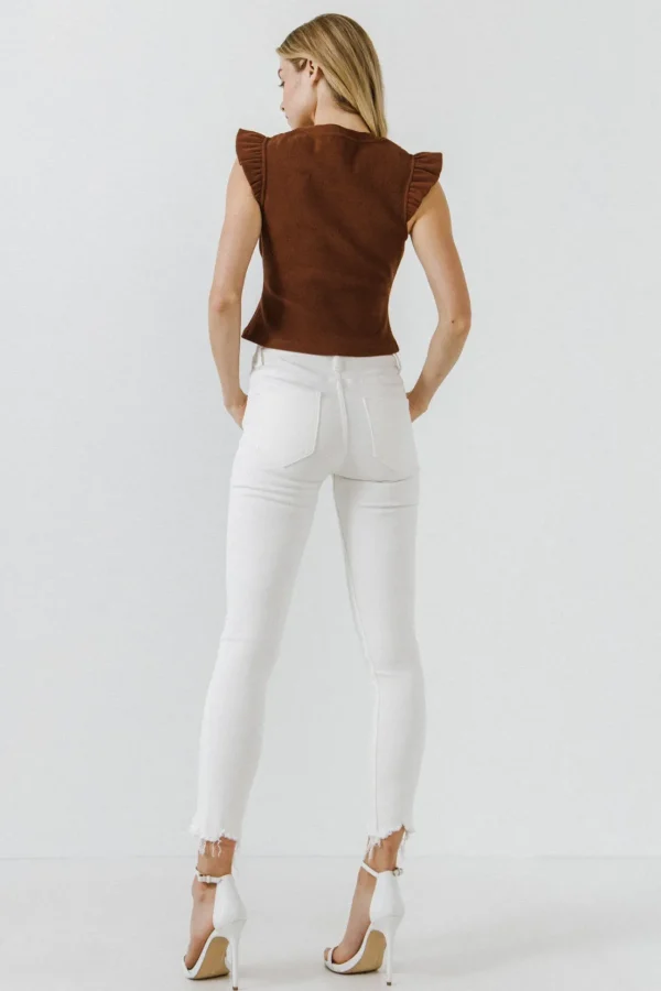 FREE THE ROSES Tops*- Ruffle Detail Knit Top