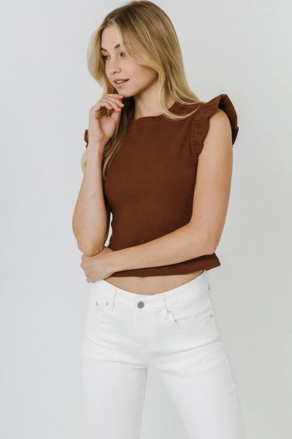 FREE THE ROSES Tops*- Ruffle Detail Knit Top
