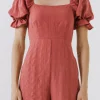 FREE THE ROSES Tops | One Pieces*- Textured Square Neck Jumpsuit MAUVE