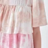 FREE THE ROSES Tops*- Tie Dye Swiss Dot Tiered Mini Dress MULTI