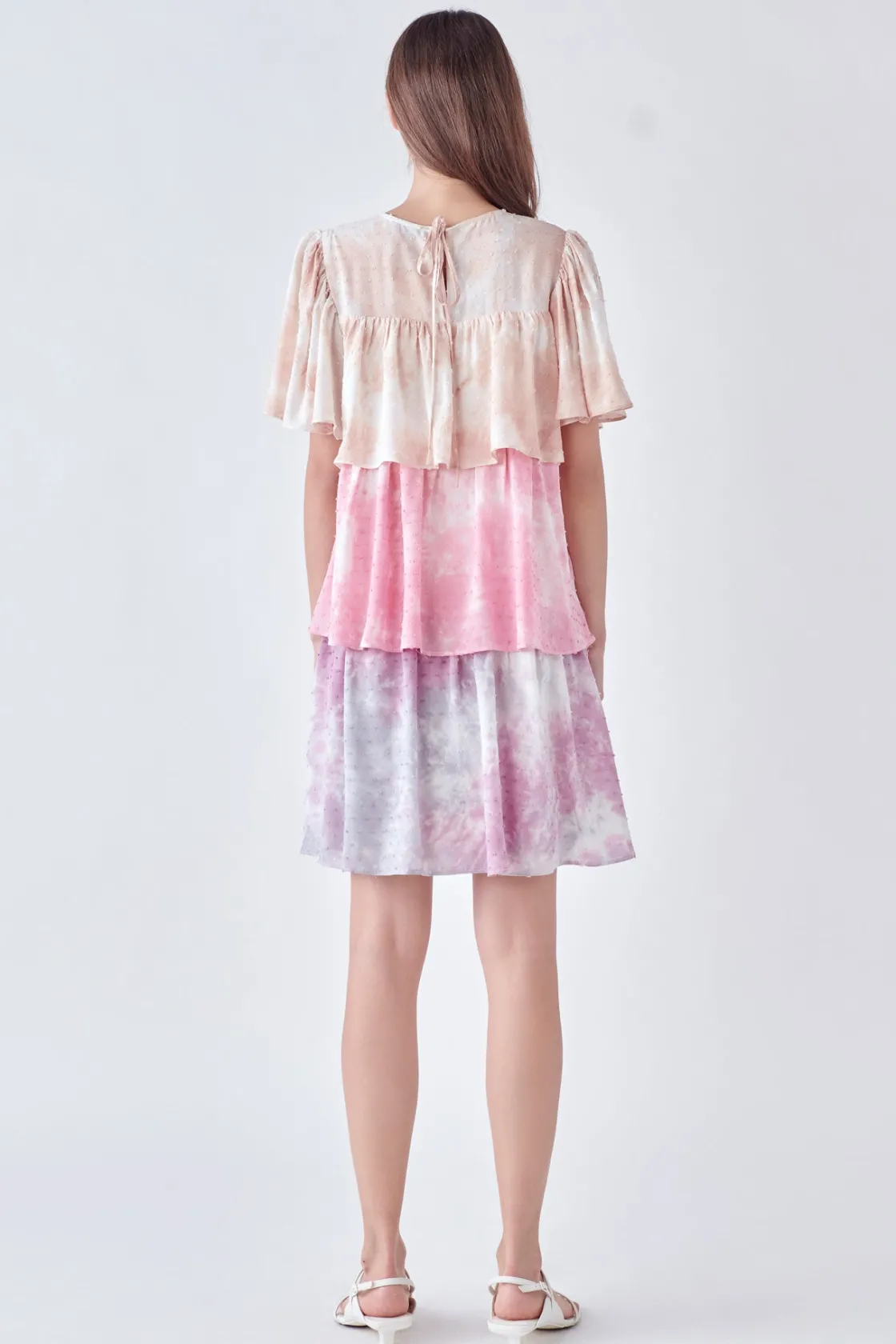 free_the_roses__tie_dye_s_2.webp FREE THE ROSES Tops*- Tie Dye Swiss Dot Tiered Mini Dress MULTI