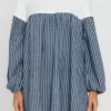 FREE THE ROSES Tops*- Yoke Combo Mini Dress NAVY