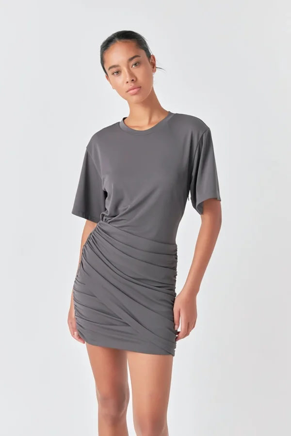 GREY LAB Tops*- Asymmetric Ruched Mini Dress