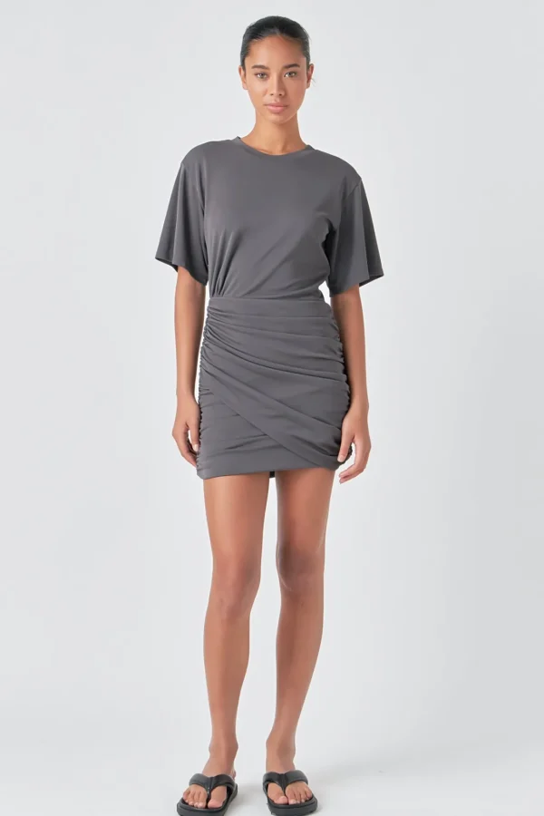 GREY LAB Tops*- Asymmetric Ruched Mini Dress