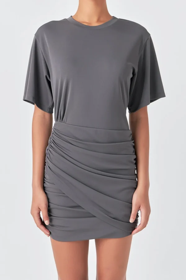 GREY LAB Tops*- Asymmetric Ruched Mini Dress
